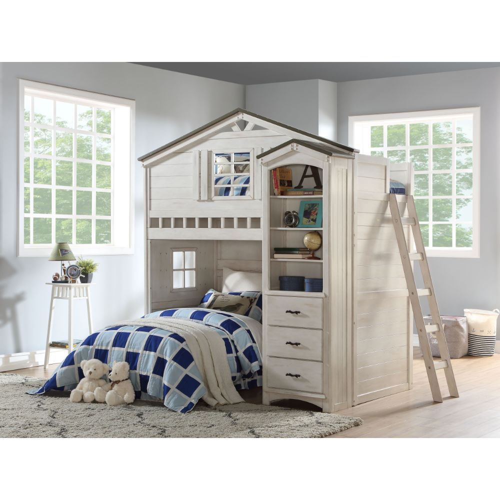 BB219 - Twin Loft Bed and Bookcase Cabinet