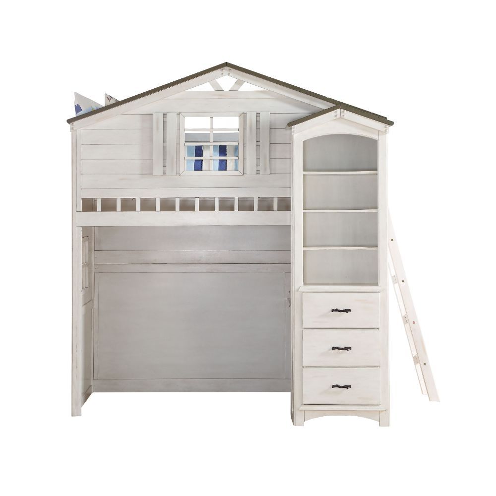 BB219 - Twin Loft Bed and Bookcase Cabinet