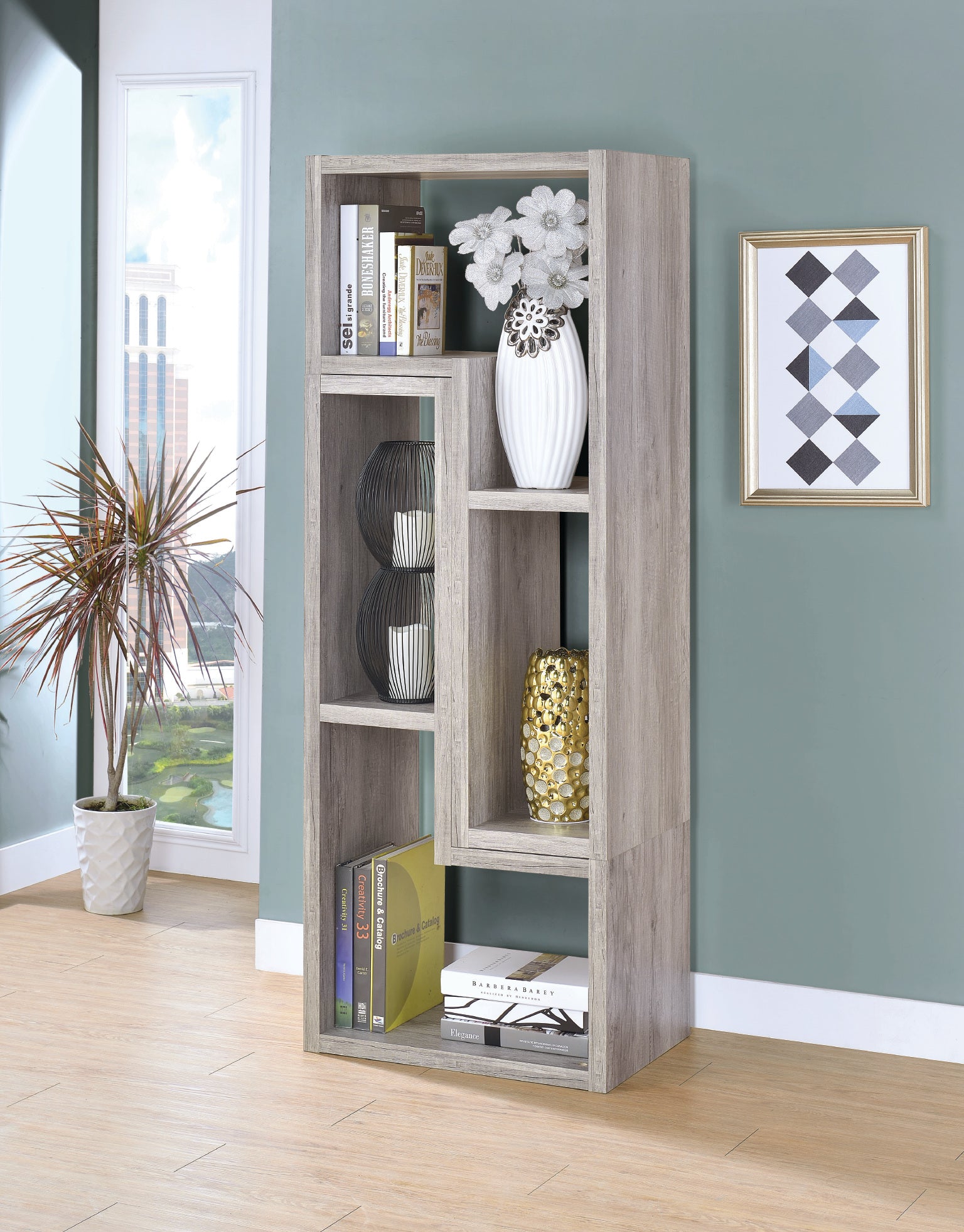 BC7866WH - Bookcase Grey Driftwood