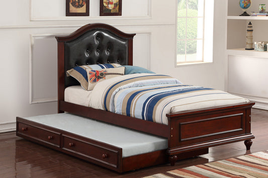 SB9892CH - Twin Bed Frame with Trundle Cherry & Black