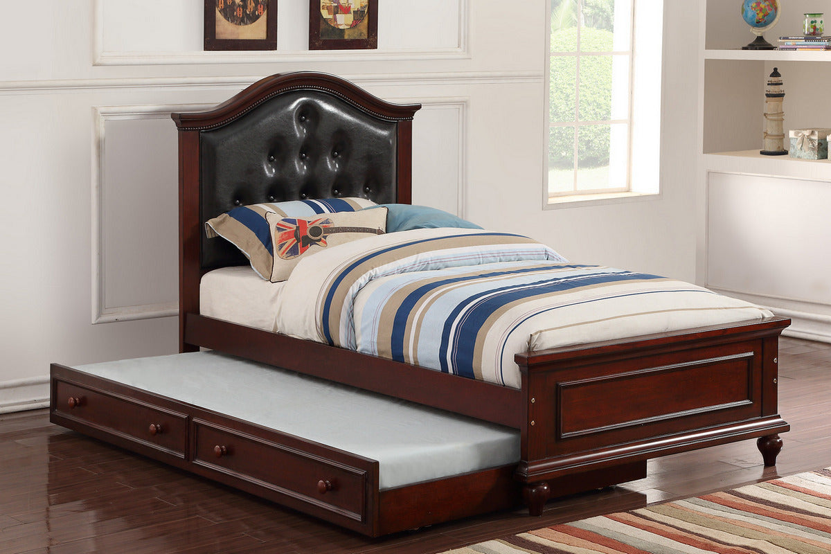 SB9892S - Twin Bed Frame with Trundle Cherry & Black