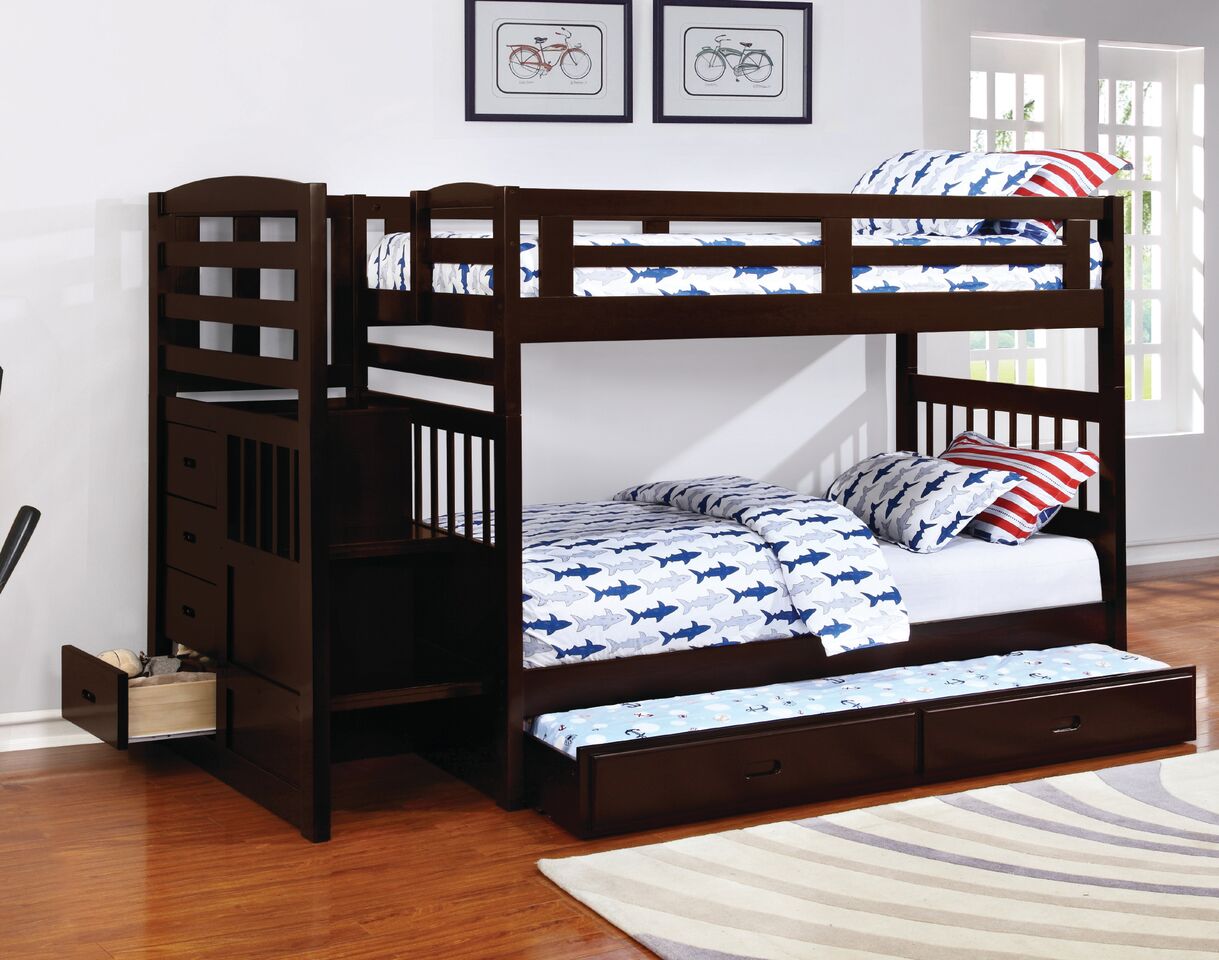 BB213 - Twin / Twin Bunk Bed with Trundle and Storage